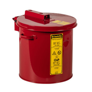 JUSTRITE 2 Gallon Dip Tank for Cleaning Parts, Manual Cover With Fusible Link, Steel, Red - 27602 JUSTRITE 2 Gallon Dip Tank for Cleaning Parts, Manual Cover With Fusible Link, Steel, Red - 27602