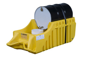 JUSTRITE Spill Containment Indoor/Outdoor Drum Caddy, Fits 55 Gallon Drums, Polyethylene, Yellow - 28664 JUSTRITE Spill Containment Indoor/Outdoor Drum Caddy, Fits 55 Gallon Drums, Polyethylene, Yellow - 28664
