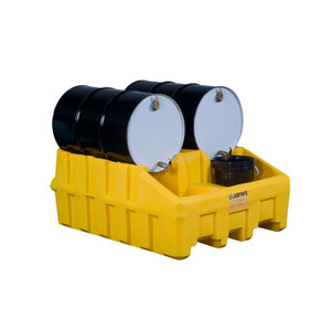 JUSTRITE Drum Management System Base Module, Dispensing Well, Forklift Channels, Polyethylene, Yellow - 28666