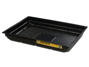 JUSTRITE 47.5"W x 23"D x 5.5"H, 20 Gallon Spill Capacity, Spill Tray for Indoor/Outdoor Use, EcoPolyBlend™, Black - 28717 JUSTRITE 47.5"W x 23"D x 5.5"H, 20 Gallon Spill Capacity, Spill Tray for Indoor/Outdoor Use, EcoPolyBlend™, Black - 28717