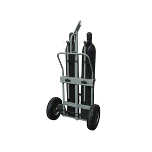 JUSTRITE Double Cylinder Hand Truck With Hoist Ring, 16" Pneumatic Wheels - 35034 JUSTRITE Double Cylinder Hand Truck With Hoist Ring, 16" Pneumatic Wheels - 35034