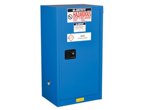JUSTRITE 15 Gallon, 1 Shelf, 1 Door, Self Close, Hazardous Material Cabinet, Sure-Grip® EX Compac, Royal Blue - 861528