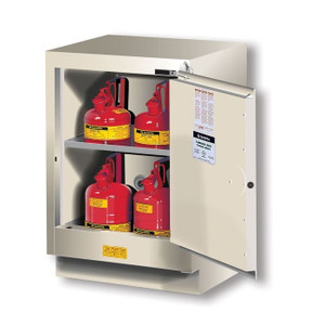 JUSTRITE 15 Gallon, 1 Shelf, 1 Door, Manual Close, Right Hinge, Flammable Cabinet, Sure-Grip® EX Under Fume Hood, Light Neutral - 882407