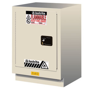 JUSTRITE 15 Gallon, 1 Shelf, 1 Door, Self Close, Left Hinge, Flammable Cabinet, Sure-Grip® EX Under Fume Hood, Light Neutral - 882437