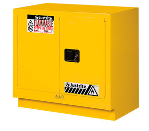 JUSTRITE 23 Gallon, 1 Shelf, 2 Doors, Self Close, Flammable Cabinet, Sure-Grip® EX Under Fume Hood, Yellow - 883620