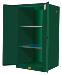 JUSTRITE 60 Gallon, 2 Shelves, 2 Doors, Manual-Close, Pesticides Safety Cabinet, Sure-Grip® EX, Green - 896004