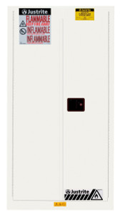 JUSTRITE 55 Gallon, 1 Drum Vertical, 1 Shelf, 2 Doors, Self-Close, Flammable Cabinet w/ Drum Support, Sure-Grip® EX, White - 896225