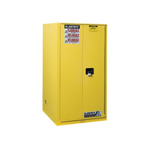 JUSTRITE 90 Gallon, 2 Shelves, 1 Bi-Fold Self Close Door, Flammable Cabinet, Sure-Grip® EX, Yellow - 899080