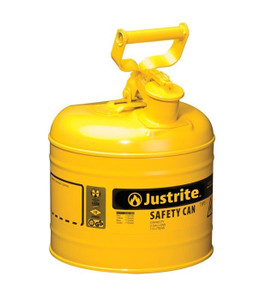 JUSTRITE 2 Gallon Steel Safety Can for Diesel, Type I, Flame Arrester, Yellow - 7120200 JUSTRITE 2 Gallon Steel Safety Can for Diesel, Type I, Flame Arrester, Yellow - 7120200
