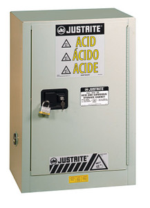 JUSTRITE 15 Gallon, 1 Shelf, 1 Door, Manual Close, Right Hinge, Corrosives/Acids Safety Cabinet, ChemCor® Under Fume Hood, Light Neutral - 882507