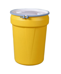 EAGLE 30 Gallon, Metal Bolt Ring, Lab Pack Open Head Plastic Barrel Drum with 2x2" Bung Holes, Yellow - 1601MBRBG2 EAGLE 30 Gallon, Metal Bolt Ring, Lab Pack Open Head Plastic Barrel Drum with 2x2" Bung Holes, Yellow - 1601MBRBG2