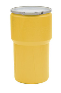 EAGLE 14 Gallon, Metal Lever-Lock, Lab Pack Open Head Plastic Barrel Drum with 1x2" and 1x3/4" Bung Holes, Yellow - 1610MBG1 EAGLE 14 Gallon, Metal Lever-Lock, Lab Pack Open Head Plastic Barrel Drum with 1x2" and 1x3/4" Bung Holes, Yellow - 1610MBG1