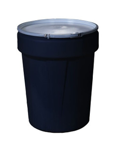EAGLE 40 Gallon, Metal Lever-Lock, Lab Pack Plastic Barrel Drum, Black - 1651MBLK