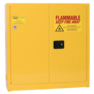 EAGLE 24 Gallon, 3 Shelves, 2 Door, Self Close, Flammable Liquid Cabinet, Wall Mount, Yellow - 1975X