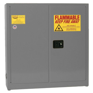 EAGLE 24 Gallon, 3 Shelves, 2 Door, Manual Close, Flammable Liquid Cabinet, Wall Mount, Gray - 1976XGRAY