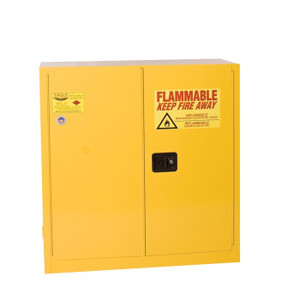 EAGLE 30 Gallon, 1 Shelf, 2 Door, Self Close, Flammable Liquid Cabinet, Yellow - 3010X EAGLE 30 Gallon, 1 Shelf, 2 Door, Self Close, Flammable Liquid Cabinet, Yellow - 3010X