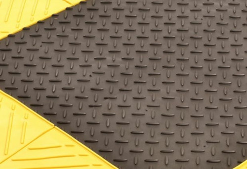 NOTRAX Solid Interlocking Rubber Mat Diamond Flex-Lok™ 30X96 Black/Yellow - 621S3096BY