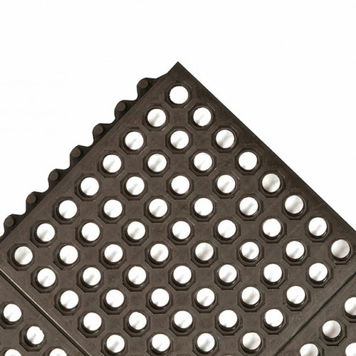 NOTRAX Interlocking Rubber Floor Mat Niru® Cushion-Ease®  3X3 Black - 650S0033BL