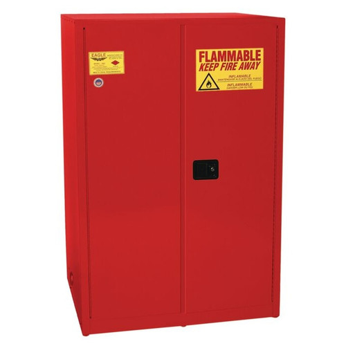 EAGLE 90 Gallon, 2 Shelves, 2 Door, Self Close, Flammable Liquid Cabinet, Red - 9010XRED