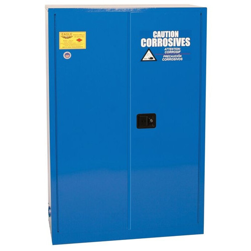 EAGLE 45 Gallon, 2 Shelves, 2 Door, Self Close, Metal Corrosive Safety Cabinet, Blue - CRA4510X