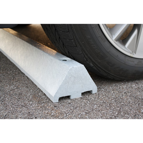 CHECKERS 4ft Standard Recycled Plastic Parking Stop with Lag Bolt Hardware, Gray - CS4S-LG