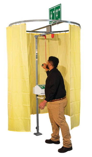 JUSTRITE Hughes Safety Shower Modesty Curtain, Pipe-Mounted - CURTAIN-PM