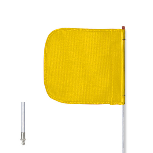 CHECKERS General-Purpose 3' Non-Lighted Warning Whip w/ Quick Disconnect Base 12" Yellow Plain Flag