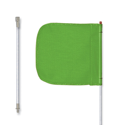 CHECKERS General-Purpose 8' Non-Lighted Warning Whip Split Pole w/ Quick Disconnect Base 12" Green Plain Flag