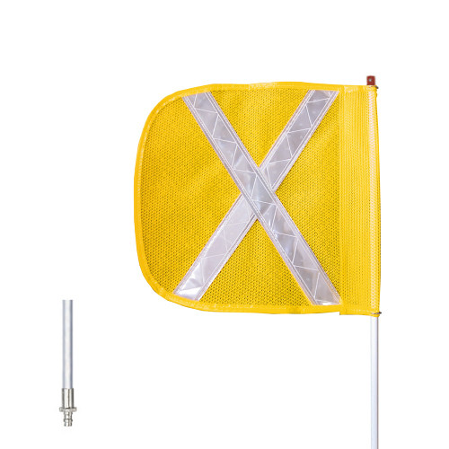 CHECKERS General-Purpose 8' Non-Lighted Warning Whip w/ Quick Disconnect Base 12" Yellow Flag White X