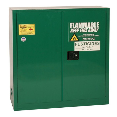 EAGLE 30 Gallon, 1 Shelf, 2 Door, Manual Close, Pesticide Safety Cabinet, Green - PEST32X