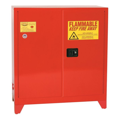 EAGLE 40 Gallon, 3 Shelves, 2 Doors, Manual Close, Paint Safety Cabinet, Tower™, Red - PI32XLEGS