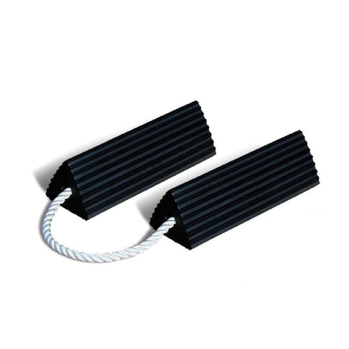 CHECKERS 10" Aviation Wheel Chocks, Rubber, Roped Pair - RC5510-P