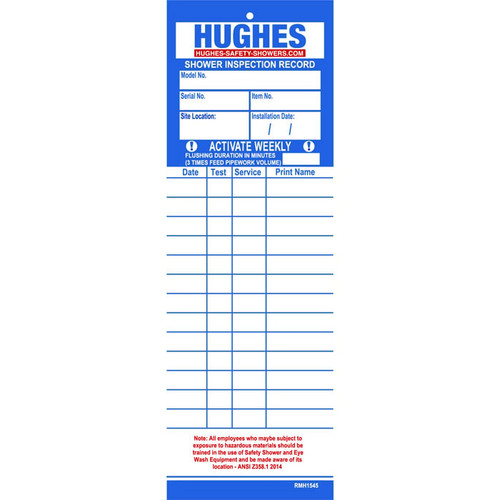 JUSTRITE Equipment Inspection Record Cards - SERVICE-CARDS