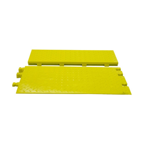 CHECKERS Female Ramp for 3-Channel Yellow Jacket® AMS® Modular Accessibility System, ADA Cable Protector for 2.25" Lines, Yellow - WSA-225-RFAH-DY
