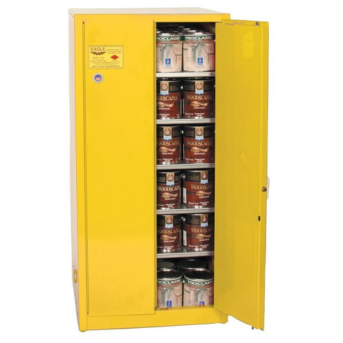 EAGLE 96 Gallon, 5 Shelves, 2 Doors, Manual Close, Paint Safety Cabinet, Yellow - YPI62X