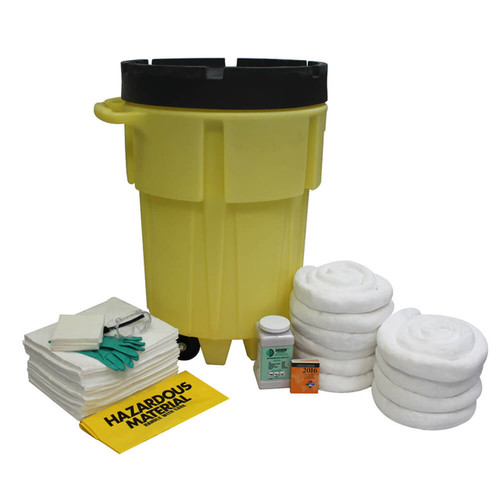 ENPAC 95 Gallon Wheeled Poly Spillpack Spill Kit Refill Oil Only, Yellow with Black Slip-Top Lid