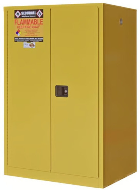 SECURALL 120 Gal. Self-Latch Standard Door, Flammable Cabinet, Yellow
