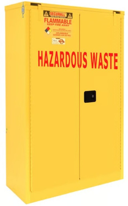 SECURALL 2 Drum, 75 Gal. Self-Close, Self-Latch Safe-T-Door, Drum Hazardous Waste Cabinet, Yellow