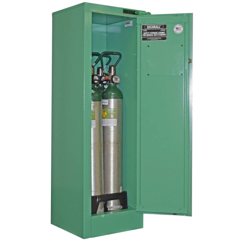 SECURALL 2-4 D, E Cyl. Self-Latch Self-Close Safe-T-Door, Fire-Lined, Medical Cabinet, MedGreen