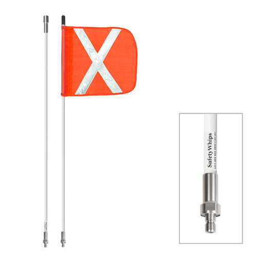 DRIVER SafetyWhips® 12', 2 Piece (Breakdown), Heavy Duty Whip with Orange Mesh Flag
