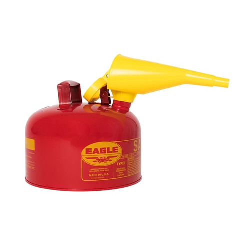 EAGLE 2.5 Gallon Steel Safety Can for Flammables, Type I, Flame Arrester, Funnel, Red - UI25FS