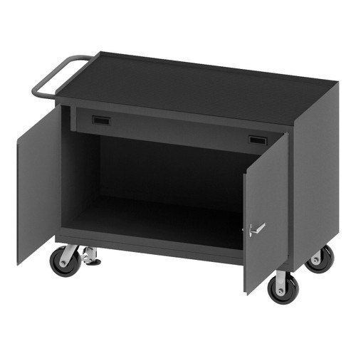 DURHAM 3413-RM-FL-95, Mobile Bench Cabinet, mat, floor lock