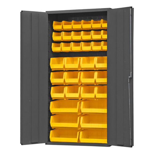 DURHAM 3602-BLP-36-95, Bin Cabinet, 14 gauge, 36 yellow bins