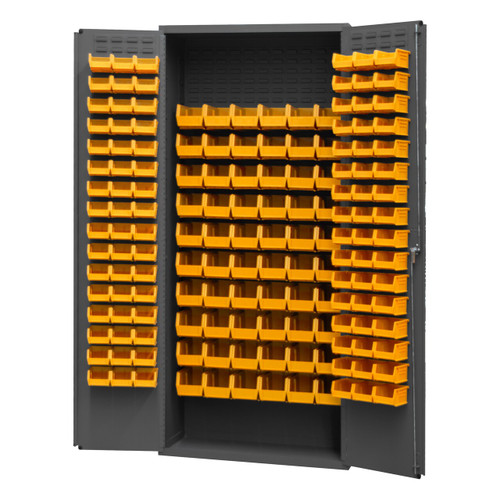 DURHAM 3603-156B-95, Bin Cabinet, 14 gauge, 156 yellow bins
