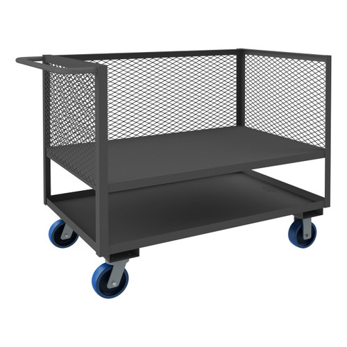 DURHAM 3SLT-EX3048-2K-6PU-95, 3 Sided Mesh Truck, 2 shelves