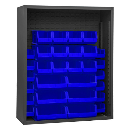 DURHAM 5014-30-5295, Enclosed Shelving, 24X48, 30 blue bins
