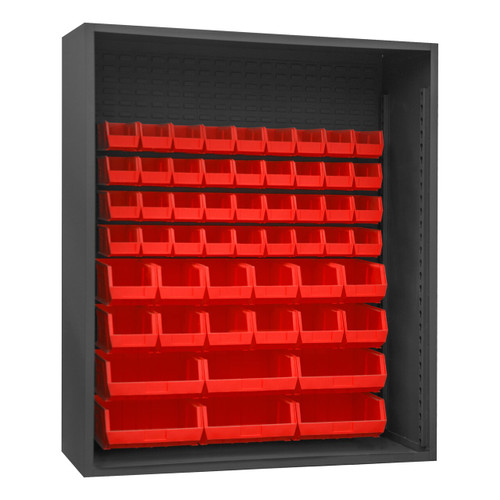 DURHAM 5019-54-1795, Enclosed Shelving, 24X60, 54 red bins
