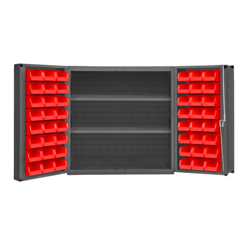 DURHAM DC-243636-48-2S-1795, Cabinet, 2 shelf, 48 red bins