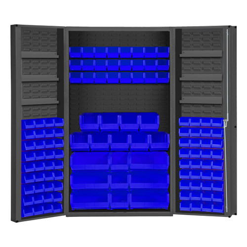DURHAM DC48-114-6DS-5295, Cabinet, 6 door shelf, 114 blue bins