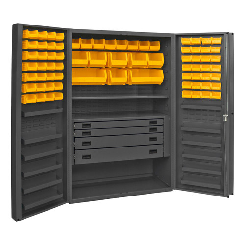 DURHAM DCBDLP724RDR-95, Cabinet, 4 drawer, 72 yellow bin, deep